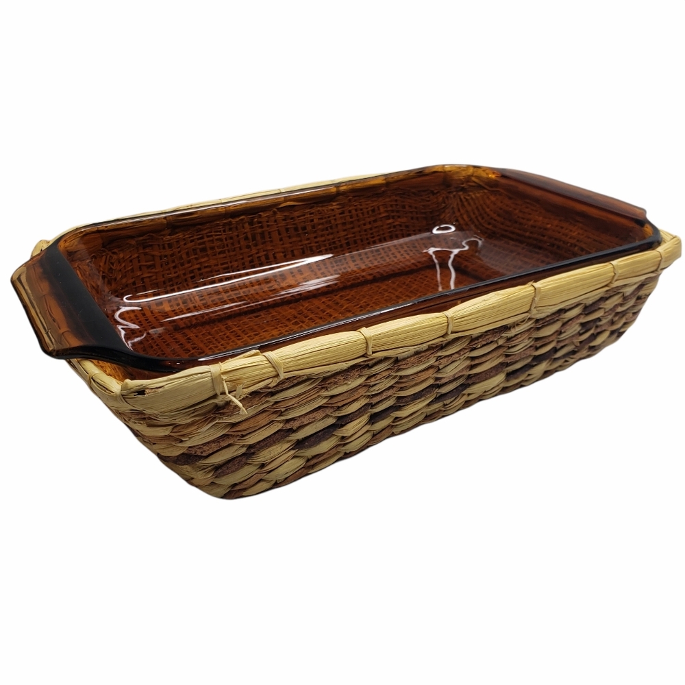 Anchor Hocking Harvest Amber Basket Buffet Dish